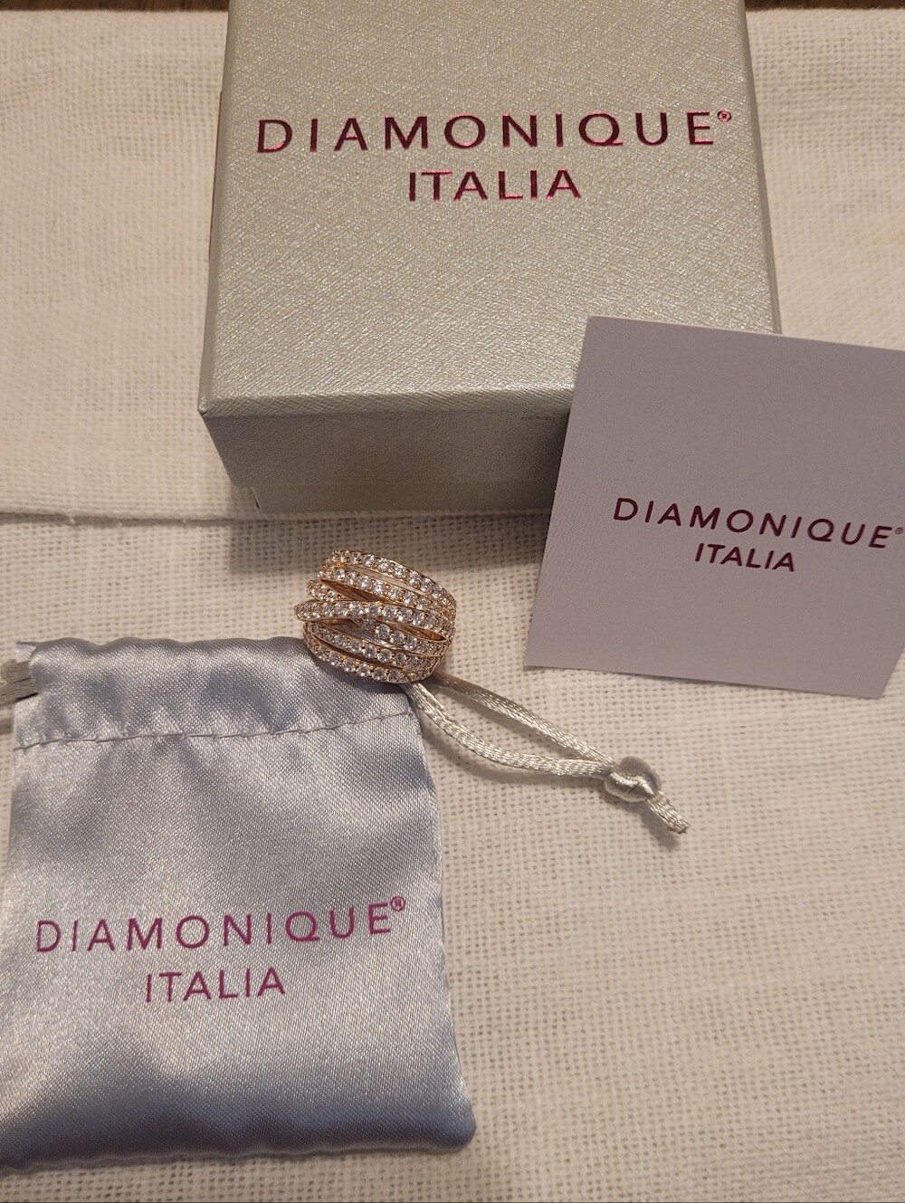 Diamonique Italia Multi Layer Ring 18k Rose Gold Plated